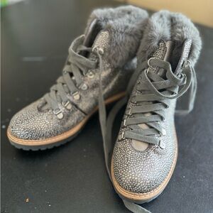 INC International Concepts: Pravale 3 Embellished Pewter Short Lace-Up Boot